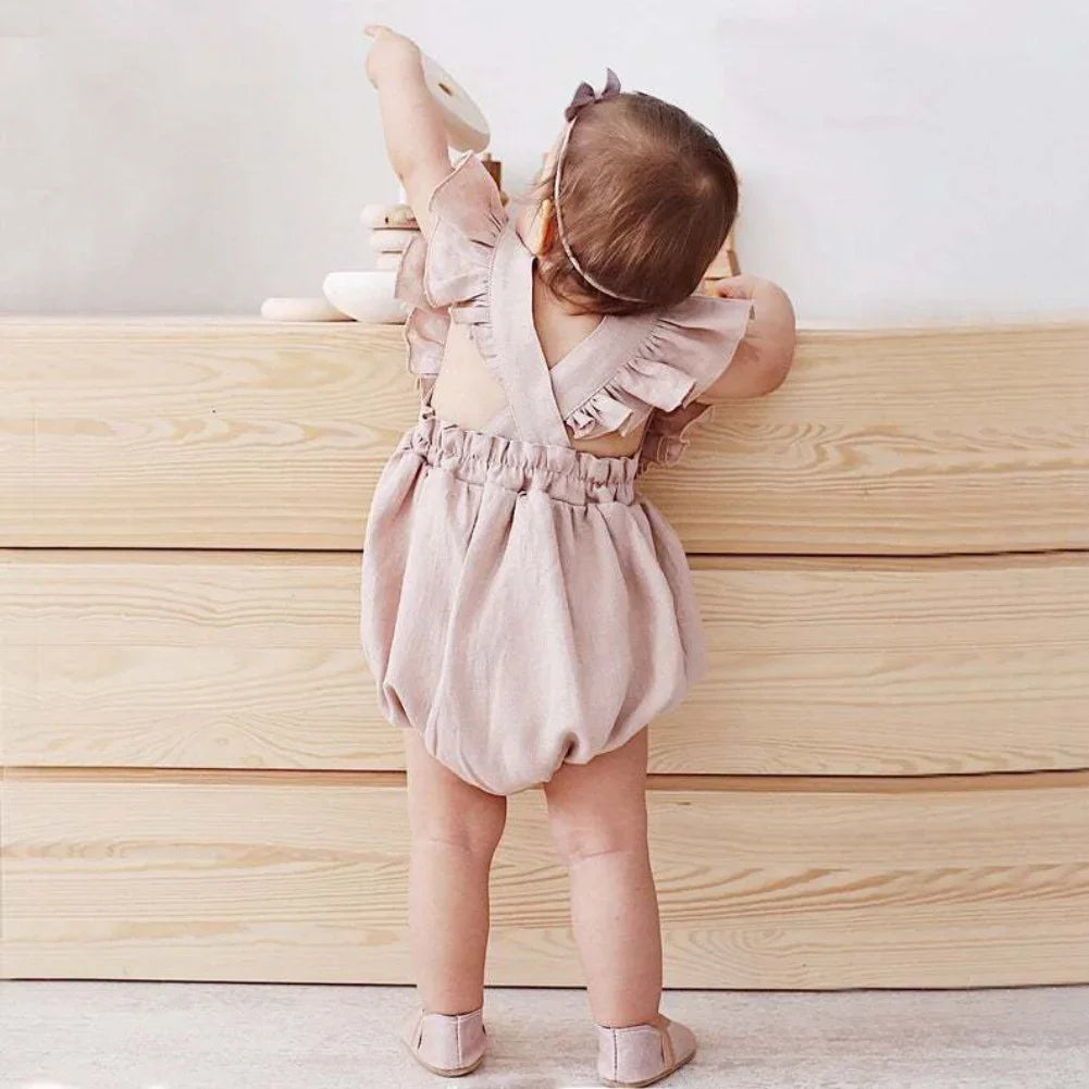 Baby Girls Rompers Cotton Linen Fabric Girl