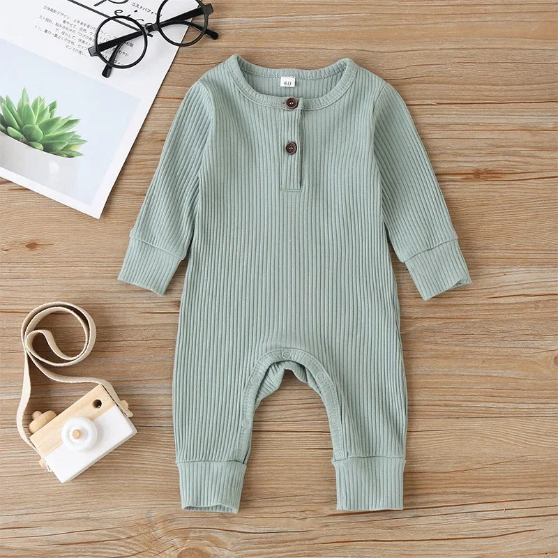 Baby Cotton Long Sleeve Rompers Front Page