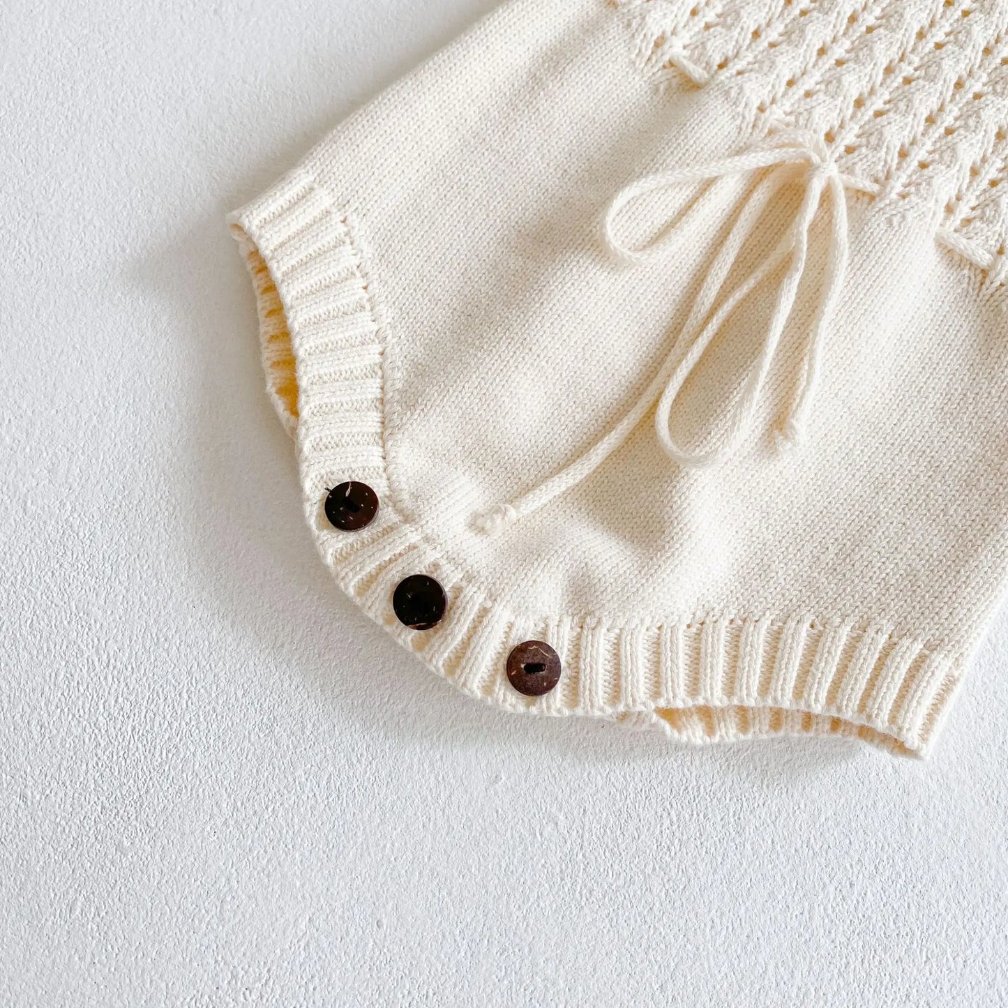 Baby Girl Knit Romper- Details Bottom