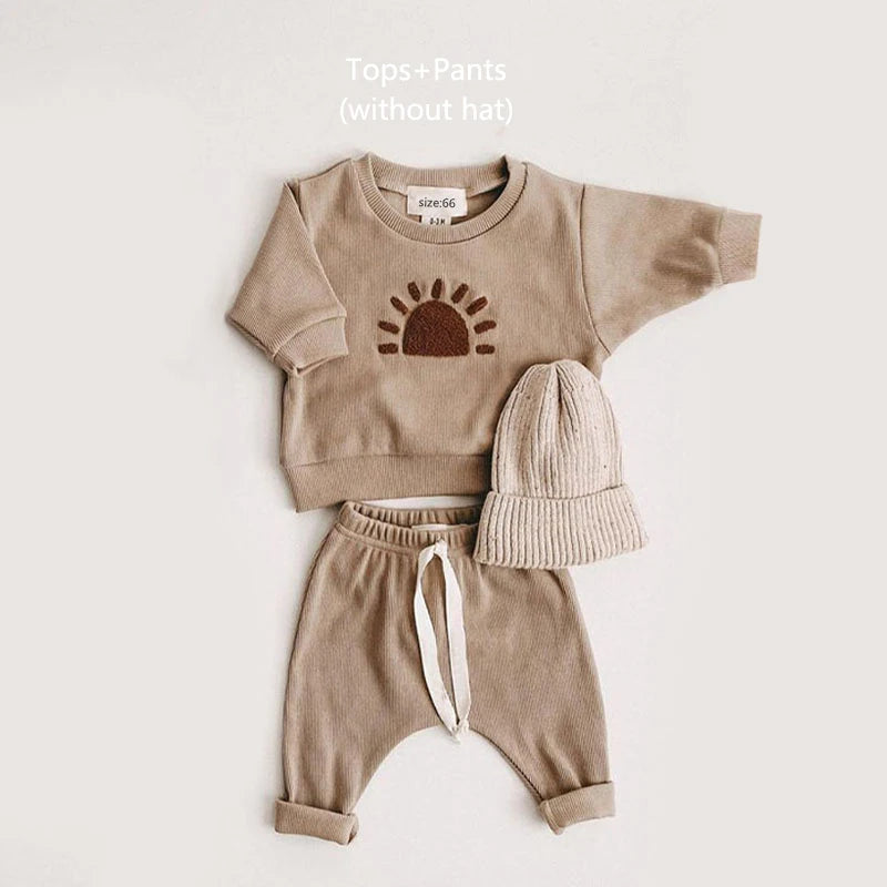 Baby Cotton Sweater and Pant Set- Khaki Set
