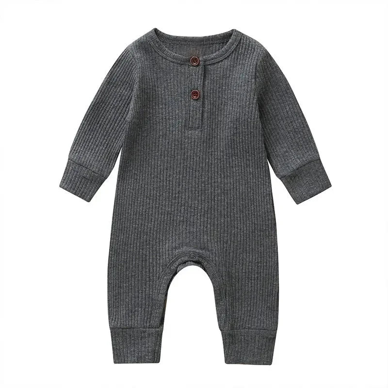 Baby Cotton Long Sleeve Rompers Dark Gray