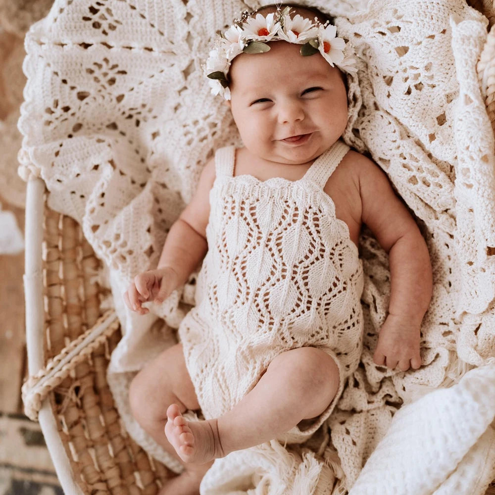 Knitting Infant Baby Girls Jumpsuit- Front Page