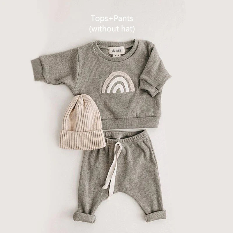 Baby Cotton Sweater and Pant Set- Grey Set
