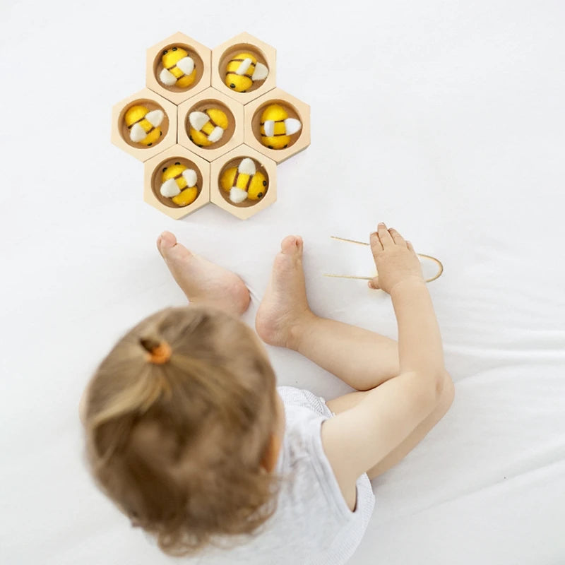 Pincer Play: Bamboo Honeycomb & Bee Puzzle Montessori Toy- Cover Photo