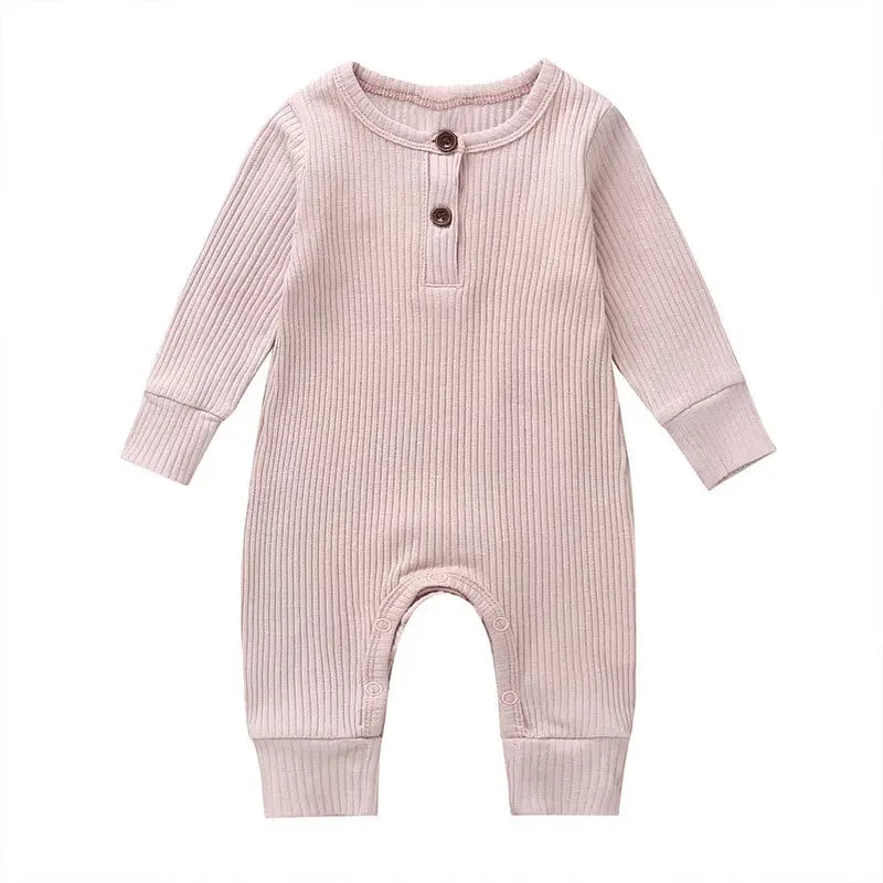 Baby Cotton Long Sleeve Rompers Rose colour