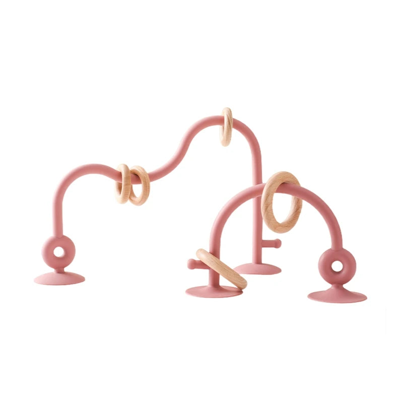 Wooden Roller Coaster Bead Maze Deep Pink colour