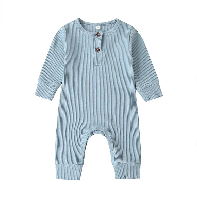 Baby Cotton Long Sleeve Rompers Blue Colour