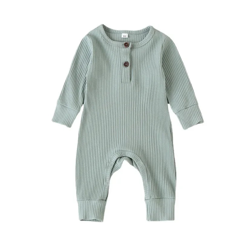 Baby Cotton Long Sleeve Rompers Sage colour