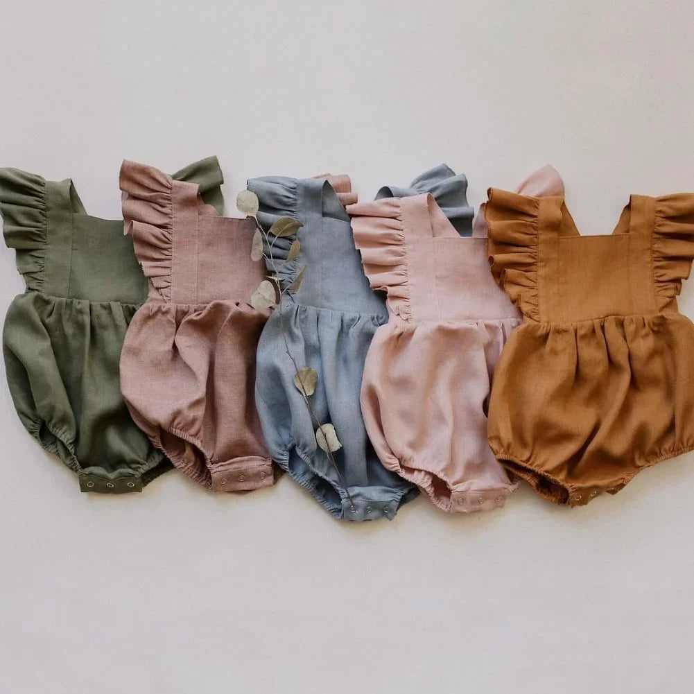 Baby Girls Rompers Cotton Linen Fabric Front Page