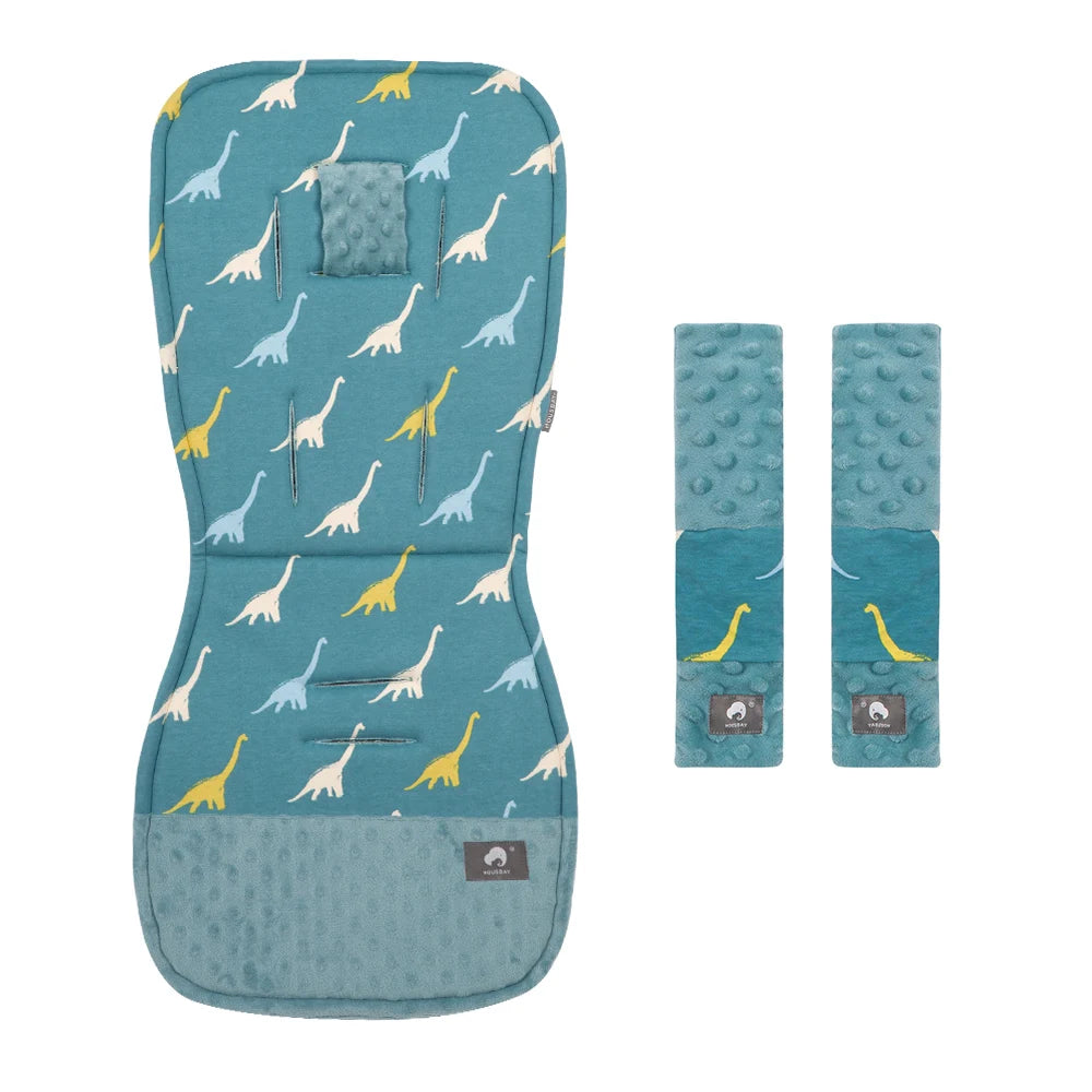 Baby Stroller Cushion & Seat Belt Cover Sett- Dinosaur Print