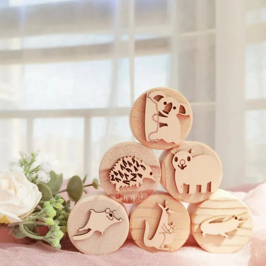 Wooden Montessori PlayDough Set Australian Animals 