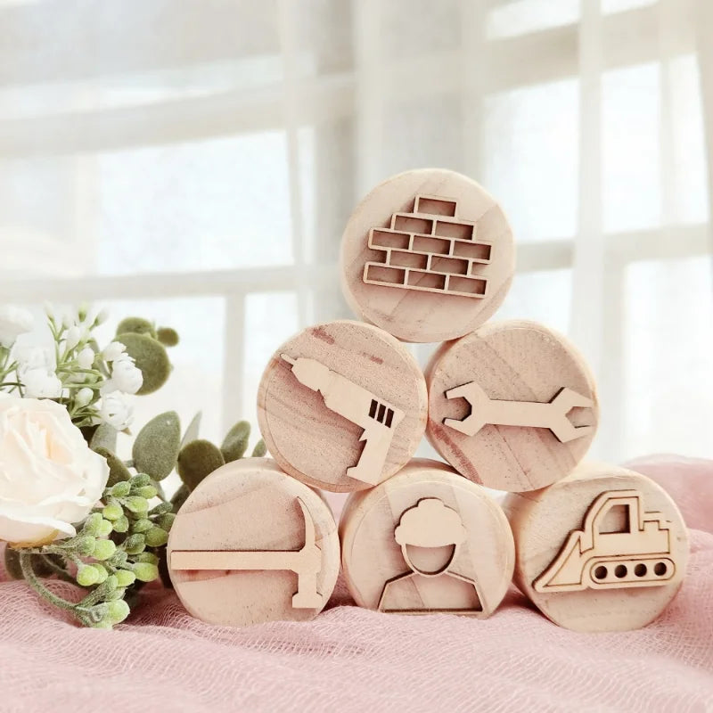 Wooden Montessori PlayDough Set Construction 