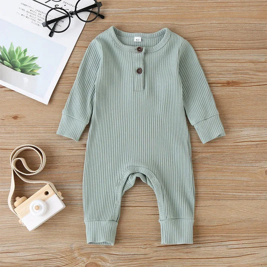 Baby Cotton Long Sleeve Rompers Front Page