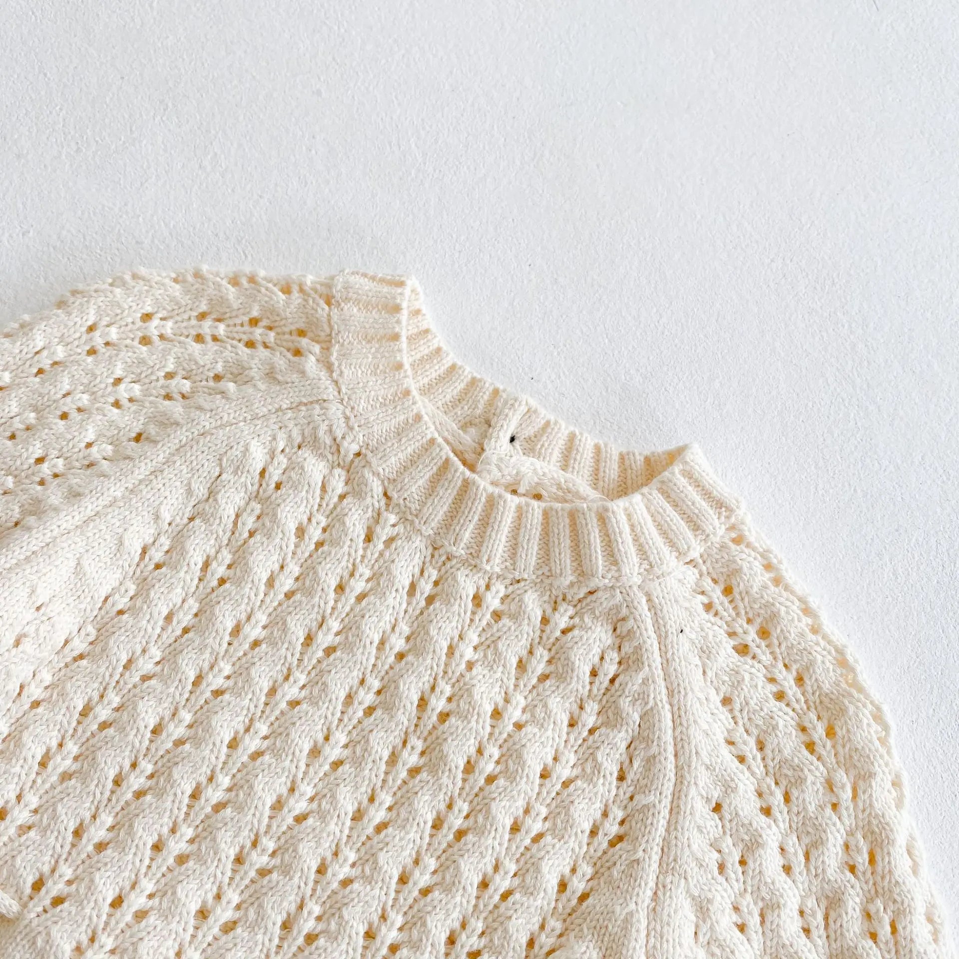 Baby Girl Knit Romper-Close Up