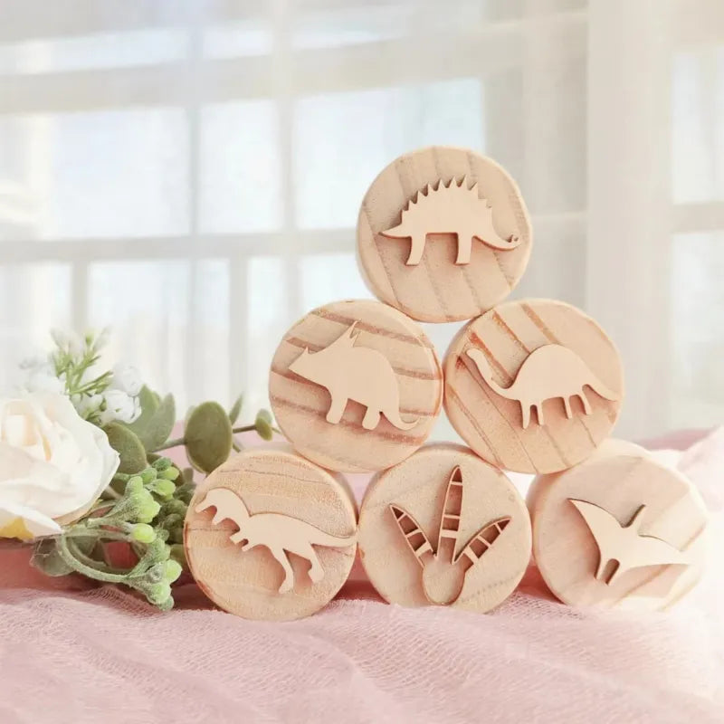 Wooden Montessori PlayDough Set Dinosaur 