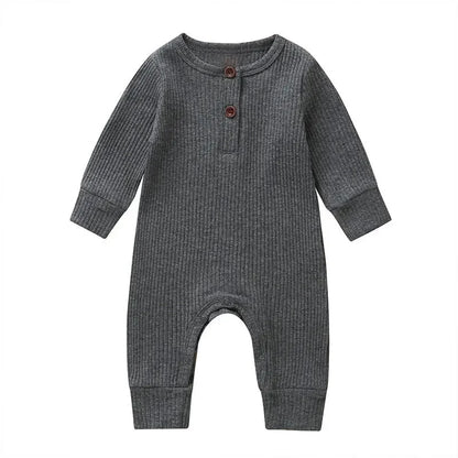 Baby Cotton Long Sleeve Rompers Dark Gray
