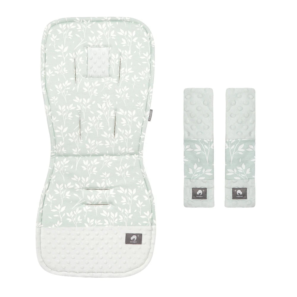 Baby Stroller Cushion & Seat Belt Cover Set- Grass Print