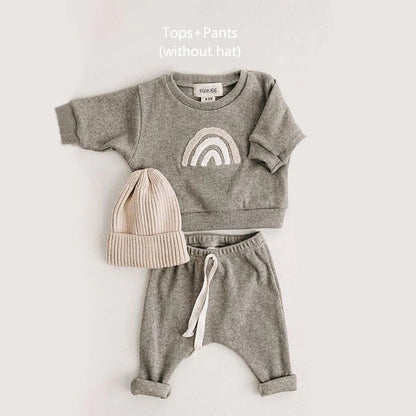 Baby Cotton Sweater and Pant Set- Grey Set