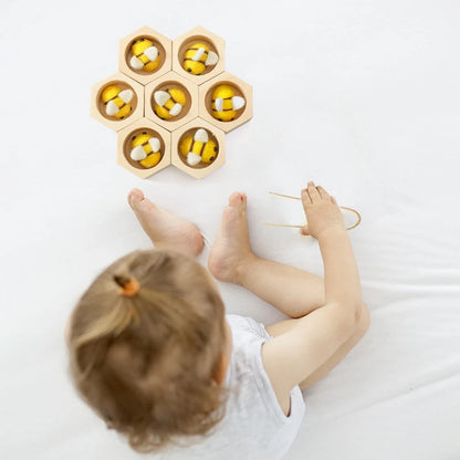 Pincer Play: Bamboo Honeycomb & Bee Puzzle Montessori Toy- Cover Photo
