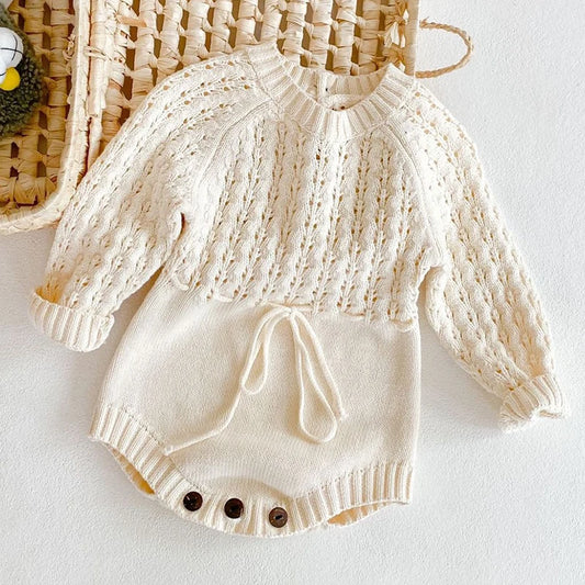 Baby Girl Knit Romper- Front Page 