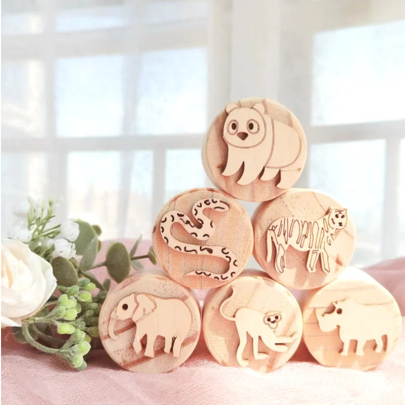 Wooden Montessori PlayDough Set Wild animals 