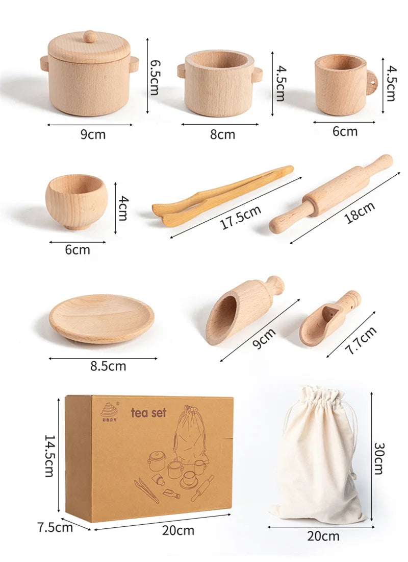 Montessori Sensory Wooden Kitchen Set – Educational Toys for Early Childhood Development- product size