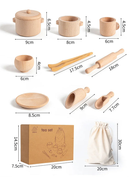 Montessori Sensory Wooden Kitchen Set – Educational Toys for Early Childhood Development- product size