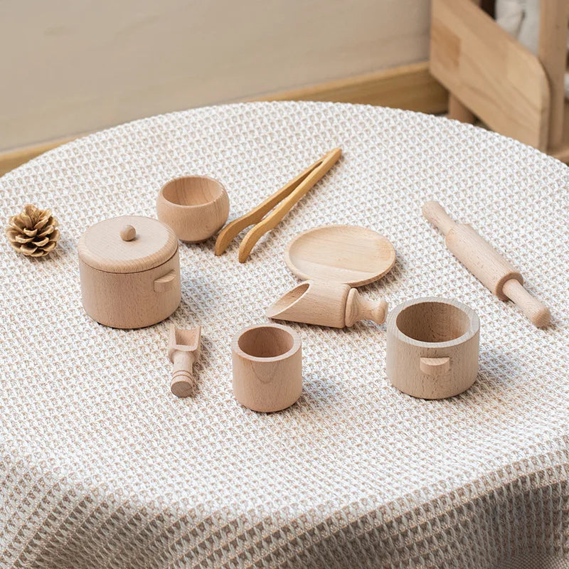 Montessori Sensory Wooden Kitchen Set – Educational Toys for Early Childhood Development- image set up