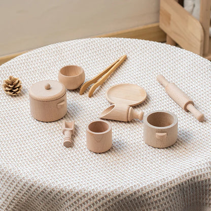 Montessori Sensory Wooden Kitchen Set – Educational Toys for Early Childhood Development- image set up