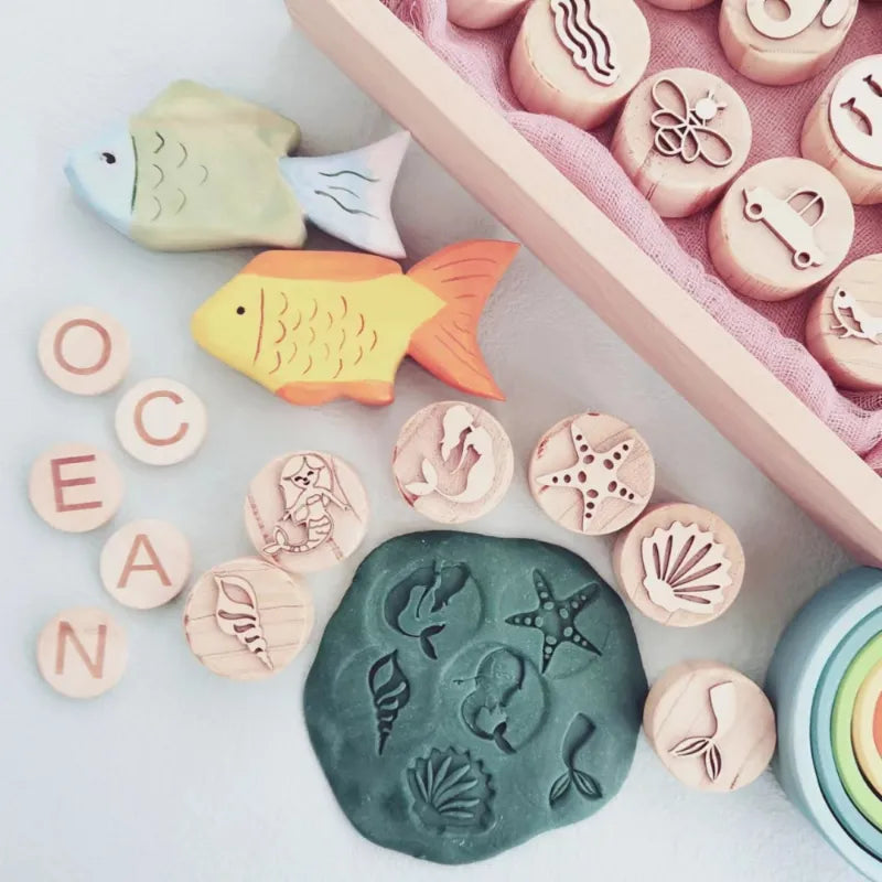 Wooden Montessori PlayDough Set example
