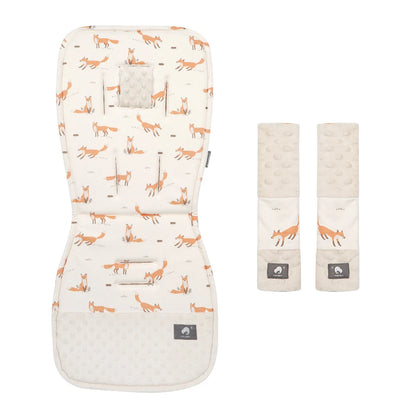 Baby Stroller Cushion & Seat Belt Cover Set- Fox Print